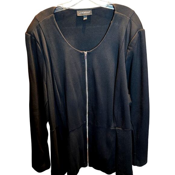 Lane Bryant 28W Black Zipper Women's Blazer Jacket Suit Coat Plus Size 4X 4XL - Picture 1 of 5